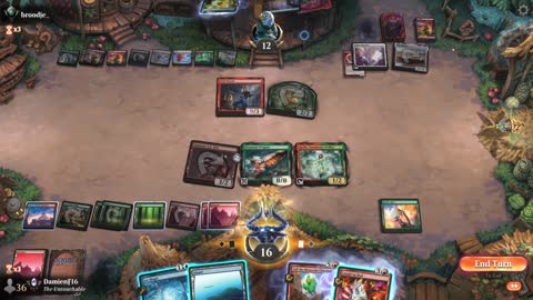 Watch MTG Arena Video Replay - Temur Midrange by DamienF16 VS Naya Midrange by broodje_ - Premier Draft