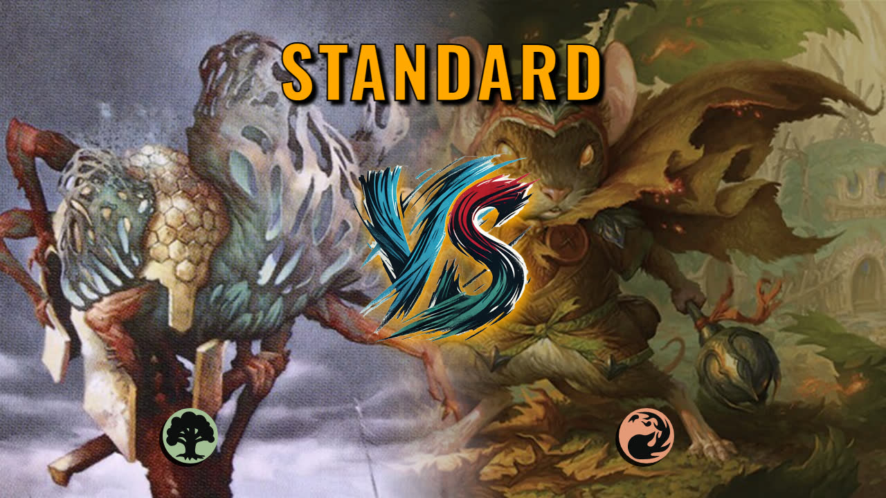 Watch MTG Arena Standard Video - Mono Green Aggro by molituselgran VS Mono Red Aggro by Sly Turman - ece5e8