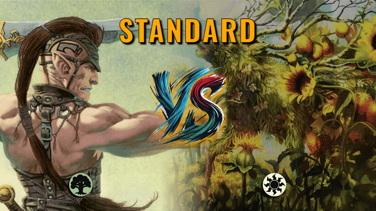 Watch MTG Arena Standard Video - Mono Green Midrange by utku VS Mono White Midrange by MaveTheSlayer - 123aec